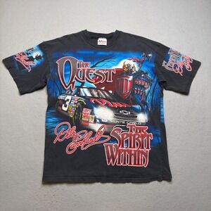 Chase Racewear Dale Earnhardt T-Shirt Mens L Black The Quest 90s NASCAR AOP 1998